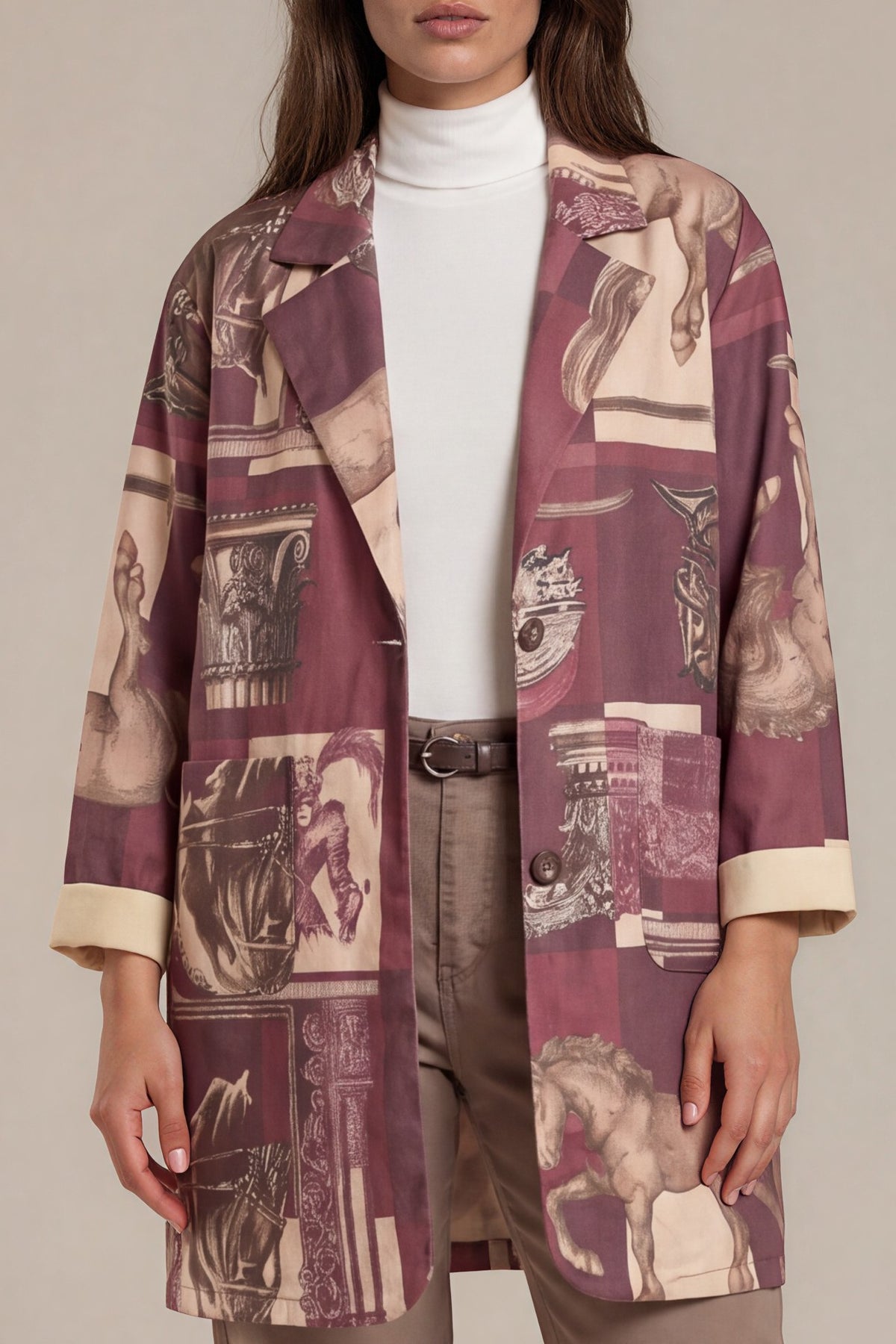 Print-Blazer mit Reiter- und Barockmotiv