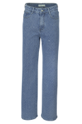Straight-Leg Jeans mit Strass & Struktur – Medium Blue Wash
