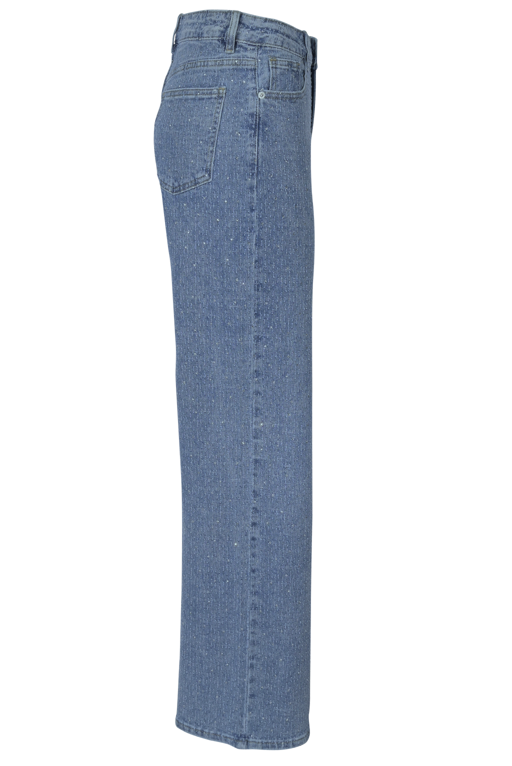 Straight-Leg Jeans mit Strass & Struktur – Medium Blue Wash