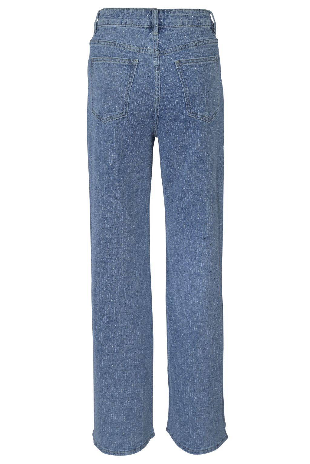 Straight-Leg Jeans mit Strass & Struktur – Medium Blue Wash