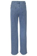 Straight-Leg Jeans mit Strass & Struktur – Medium Blue Wash