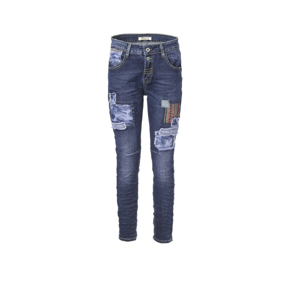Jewelly Damen Jeans Boyfriend -Cut Patches Aufnäher 1514