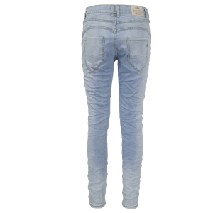 Jewelly Damen Stretch Jeans Five-Pocket-Jeans Boyfriend -Cut by Lexxury mit Reißverschluss… L/40 Bleached-blau