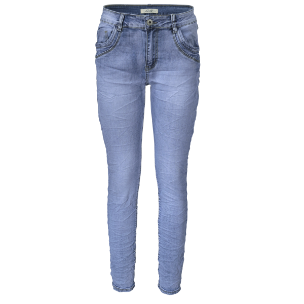 Jewelly Damen Stretch Jeans Five-Pocket-Jeans Boyfriend -Cut by Lexxury mit Reißverschluss… XS/34 Blau