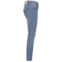 Jewelly Damen Stretch Jeans Five-Pocket im Crash-Look | Boyfriend Hose mit sichtbarer Knopfleiste XS/34 Hellblau
