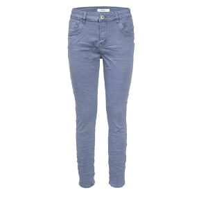 Jewelly Damen Stretch Boyfriend Jeans - Five-Pocket im Crash-Look mit Reißverschluss