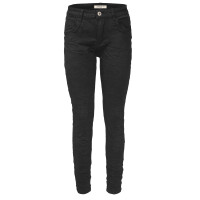 Jewelly Damen Stretch Boyfriend Jeans - Five-Pocket im Crash-Look mit Reißverschluss Schwarz XS/34