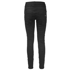 Jewelly Damen Stretch Boyfriend Jeans - Five-Pocket im Crash-Look mit Reißverschluss Schwarz S/36