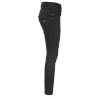 Jewelly Damen Stretch Boyfriend Jeans - Five-Pocket im Crash-Look mit Reißverschluss Schwarz M/38