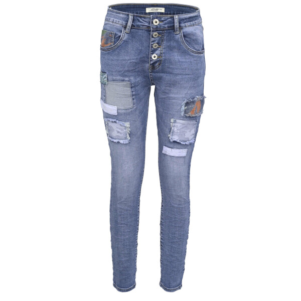  Jewelly Damen Jeans Boyfriend -Cut Patches Aufnäher