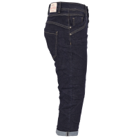 Jewelly Damen Capri Jeans im Crash-Look | Boyfriend Hose und sichtbarer Knopfleiste mit Schmuckknöpfen XL/42