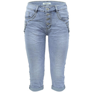 Jewelly Damen Capri Jeans im Crash-Look  | Boyfriend Hose...