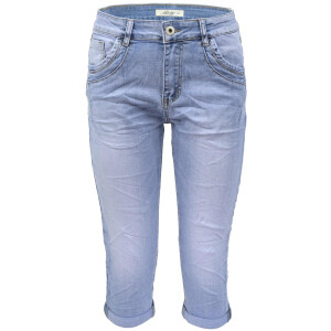 Jewelly Damen Capri Jeans im Crash-Look | Boyfriend Hose...