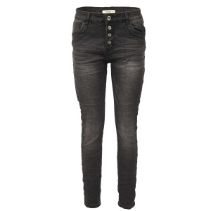 Jewelly Damen Stretch Jeans Five-Pocket im Crash-Look |...