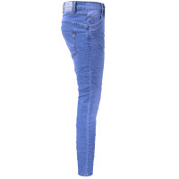 Jewelly Damen Stretch Jeans Five-Pocket im Crash-Look | Boyfriend Hose | Reißverschluss | Strechjeans | Strechhose | Damenjeans XS/34 Blau