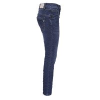 Jewelly Damen Jeans  | Stretch Jeans Five-Pocket im Crash-Look | Boyfriend Hose und sichtbarer Knopfleiste mit Schmuckknöpfen