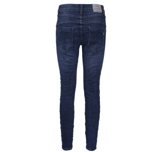 Jewelly Damen Jeans  | Stretch Jeans Five-Pocket im Crash-Look | Boyfriend Hose und sichtbarer Knopfleiste mit Schmuckknöpfen  #1