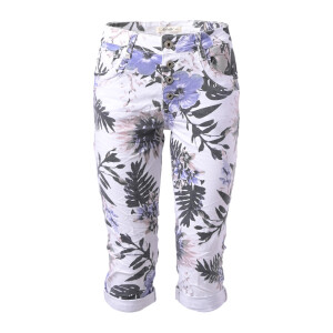Jewelly Capri-Jeans mit Blumen-Print Weiß