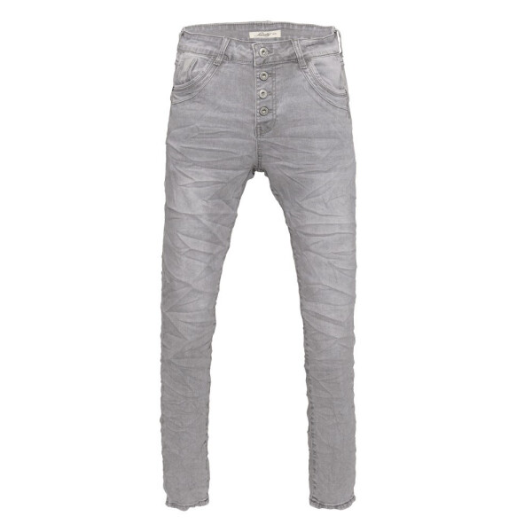 Jewelly Jeans mit Crash Optik Grau, Boyfriend Schnitt, Perfekter Sitz. 2606