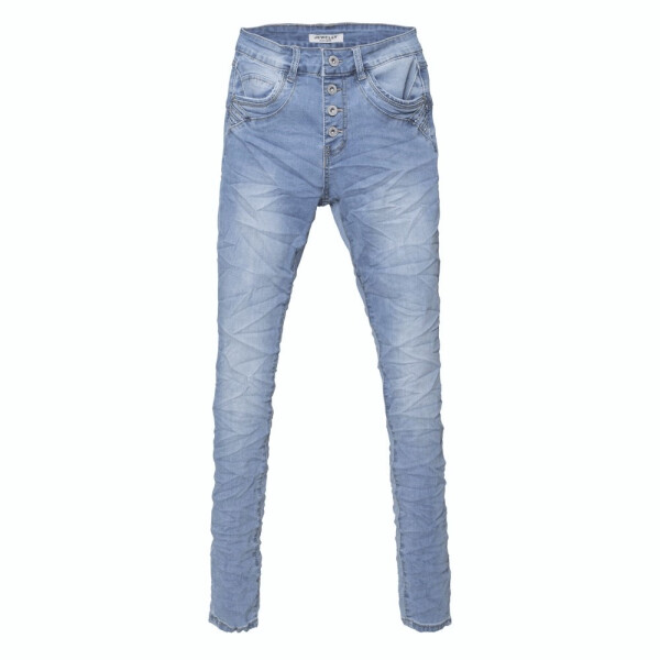 Jewelly Damen Jeans mit Strass Applikationen an den Seitentaschen 9112