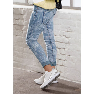 Jewelly Damen Jeans mit Palmen Print 26135