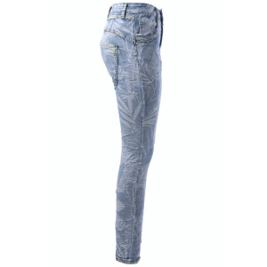 Jewelly Damen Jeans mit Palmen Print 26135