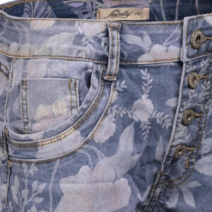 Jewelly Damen Jeans mit Blumen Print 26138