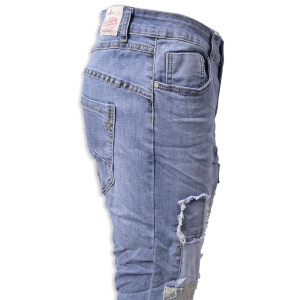 Jewelly Damen Jeans Boyfriend -Cut Patches Aufnäher 2629