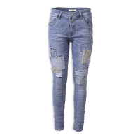 Jewelly Damen Jeans Boyfriend -Cut Patches Aufnäher 2629